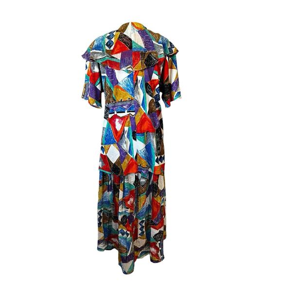 SABINO Vintage Artsy Boho Beachy Sailor Collar Top & Maxi Skirt Set 16 XL - Picture 5 of 10